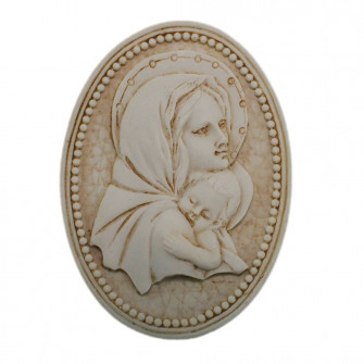 Magnete Calamita Medaglione in resina Madonna e Bambino Confettata Segnaposto