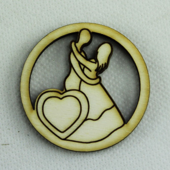 Magnete in Legno Confettata Segnaposto Coppia Sposi Cuore
