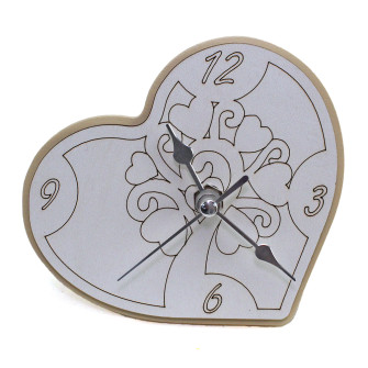 Orologio Cuore con Albero della Vita inciso in legno per Nozze Battesimo Comunione da Scrivania