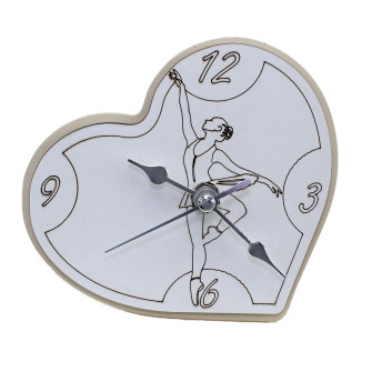 Orologio Cuore con Ballerina Danza Classica Dance inciso in legno Festa 18 Anni Diciottesimo Compleanno da Scrivania