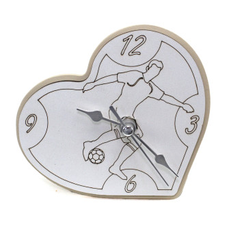 Orologio Cuore con Calciatore Giocatore Calcio Football inciso in legno Festa 18 Anni Diciottesimo Compleanno da Scrivania