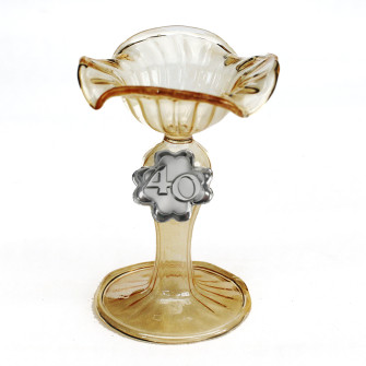 Portacandele Candeliere ambra in vetro soffiato con Quadrifoglio 40 Anniversario Nozze D'oro Quarantesimo Compleanno Porta Candela