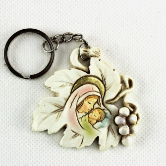 Portachiavi Ciondolo Madonna con Bambino in resina 