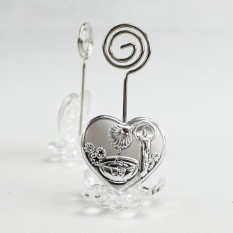 Portafoto Memo Clip fiore in cristallo con Cuore per Battesimo