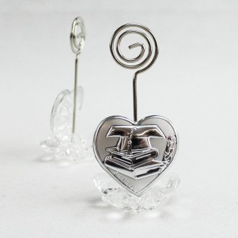 Portafoto Memo Clip fiore in cristallo con Cuore per Laurea