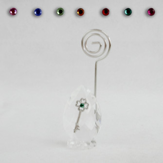 Portafoto Memo Clip in Cristallo con Chiave Quadrifoglio Portafortuna Confettata Segnaposto