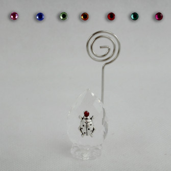 Portafoto Memo Clip in Cristallo con Coccinella Portafortuna Confettata Segnaposto