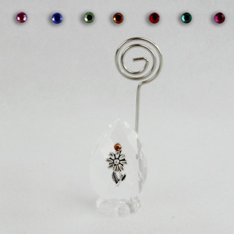 Portafoto Memo Clip in Cristallo con Fiore Margherita Confettata Segnaposto