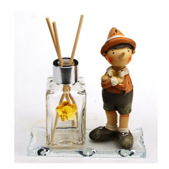 Profumatore in vetro con Pinocchio Burattino Marionetta Favola Fiaba Nascita Battesimo Comunione Diffusore profumo