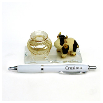 PortaPenne in Vetro Soffiato con Animali Animaletti Santa Cresima Penna Scrivania