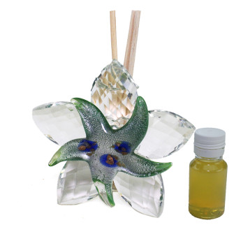 Profumatore Diffusore con Fiore in Cristallo e Stella Marina in Vetro Battesimo Comunione Diffusore Profumo Ambienti