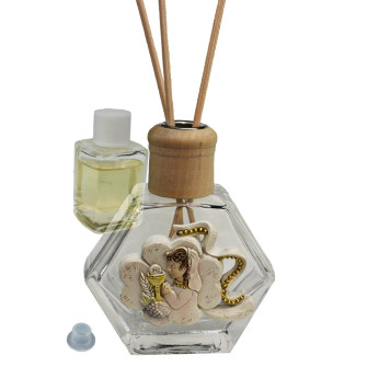 Profumatore Esagonale in Vetro con Icona Quadrifoglio Bimba Calice Prima Comunione Grappolo d'uva Vite Diffusore per Ambienti Profumo