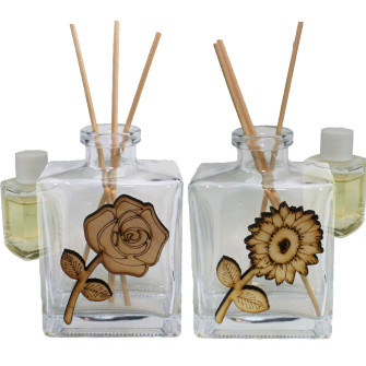 Profumatore in Vetro con Rosa Girasole Fiori Comunione Nozze Matrimonio Diffusore per Ambienti Profumo