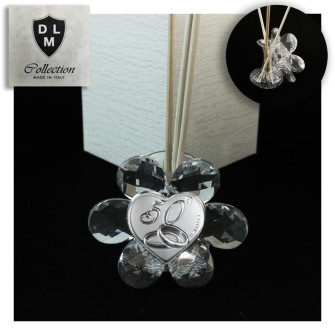 Profumatore Fiore in Cristallo con Cuore Coppia Fedi 50 Anniversario Nozze Matrimonio D'oro Cinquantesimo Diffusore per Ambienti Profumo 