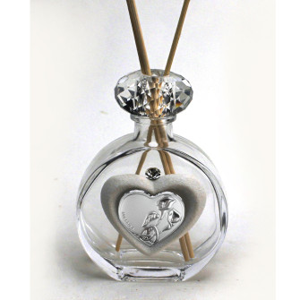 Profumatore in Cristallo con Cuore Coppia Fedi Nuziali Nozze Matrimonio Anniversario Diffusore per Ambienti Profumo