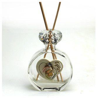 Profumatore in Cristallo con Cuore e Strass Madonna con Bambino Nascita Matrimonio Nozze Diffusore per Ambienti Profumo