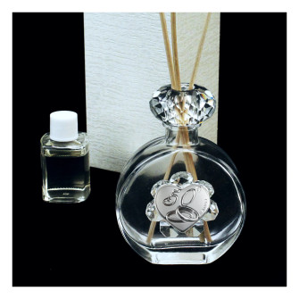 Profumatore in Cristallo con Cuore Fedi Nuziali 50 Anniversario D'oro Cinquantesimo Diffusore per Ambienti Profumo