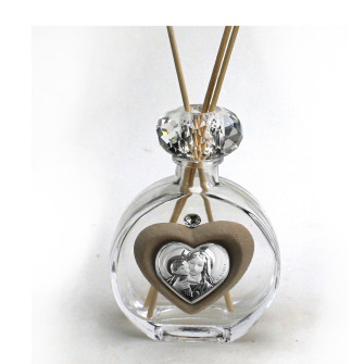 Profumatore in Cristallo con Cuore Madonna e Bambino Matrimonio Nozze Anniversario Diffusore per Ambienti Profumo