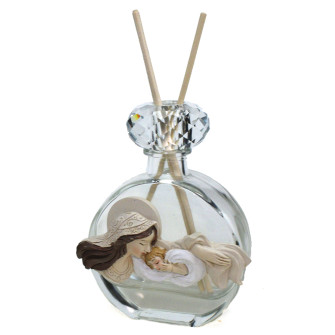 Profumatore in Cristallo con Madonna con Bambino Diffusore per Ambienti Profumo Battesimo Comunione Matrimonio