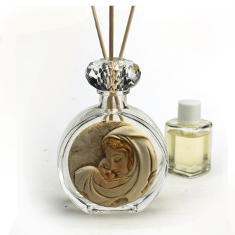 Profumatore-in-Cristallo-con-Madonna-con-Bambino-Nascita-in-Resina-Battesimo-Diffusore-per-Ambienti-Profumo