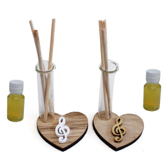 Profumatore in legno con Cuore in legno Chiave di Violino Sol Musica Nozze Comunione Diffusore Ambienti
