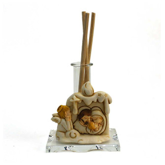 Profumatore in Vetro con Angelo con Candela Sacra Famiglia Battesimo Comunione Nozze in Resina Diffusore per Ambienti Profumo