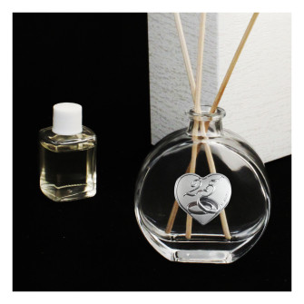 Profumatore in Vetro con Cuore Coppia Fedi Nuziali 25 Anniversario Nozze d'Argento Venticinquesimo Diffusore per Ambienti Profumo