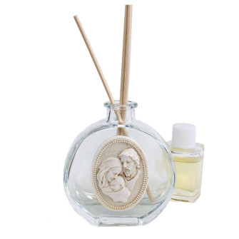 Profumatore in Vetro con Sacra Famiglia Diffusore per Ambienti Profumo Battesimo Comunione Matrimonio