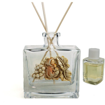 Profumatore in Vetro con Vite Grappolo d'Uva e Madonna con Bambino Matrimonio Comunione Diffusore per Ambienti Profumo