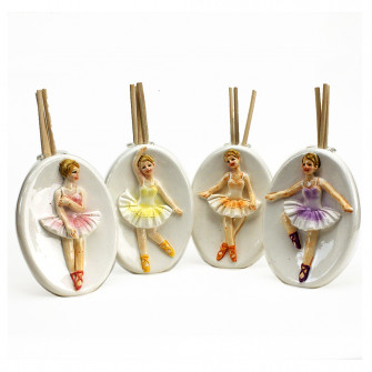 Profumatore in vetro e Ceramica Ballerina Dance Musica Battesimo Comunione Diffusore Profumo Ambienti