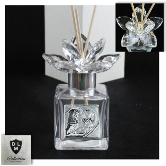 Profumatore in Vetro Fiore in Cristallo Coppia Angeli Angioletti Puttini per Ambienti Profumo Matrimonio Battesimo Prima Comunione