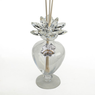Profumatore in Vetro Fiore in Cristallo Quadrifoglio 50 Anniversario Nozze Matrimonio D'oro Cinquantesimo Diffusore 