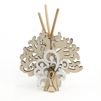 Profumatore in Vetro Legno con Albero della Vita Life Tree e Coppia Sposi Mano nella Mano Nozze Matrimonio Anniversario Comunione