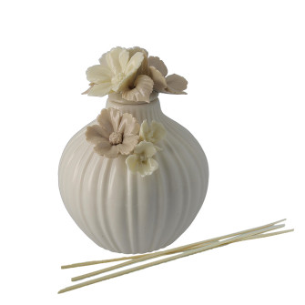 Bomboniera Profumatore Per Ambiente In Vetro Con Tappo In Legno - 25° Anniversario Di Matrimonio, Con Bacchette E 30 Ml Di Profumo, Made In Italy