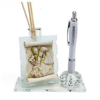 Profumatore PortaPenne in Cristallo Bimba Calice Comunione Grappolo d'uva Vite Prima Comunione Penna Diffusore Profumo