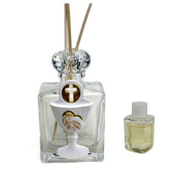 Profumatore Rettangolare in Cristallo Calice della Prima Comunione con Crocifisso Oro in resina Diffusore per Ambienti Profumo