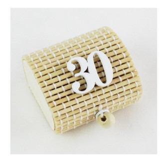 Scatola Portaconfetti in Bambu 30 Trentesimo Compleanno Bianco Bambù Confettata Segnaposto