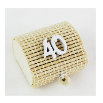 Scatola Portaconfetti in Bambu 40 Quarantesimo Compleanno Bianco Bambù Confettata Segnaposto