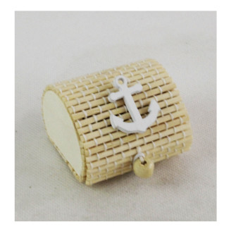 Scatola Portaconfetti in Bambu Ancora Bianca Marinaio Mare  Bambù Confettata Segnaposto