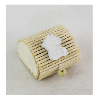 Scatola Portaconfetti in Bambu Neonato Bebè Bianco con Biberon Nascita Bambù Confettata Segnaposto