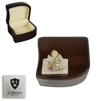 Scatola Portagioie Angelo con libro e Calice Prima Comunione Svuotatasche Portagioielli Beauty Case Battesimo Comunione Nozze