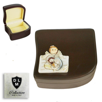 Scatola Portagioie Angelo con libro Sacra Famiglia Svuotatasche Portagioielli Beauty Case Battesimo Comunione Nozze