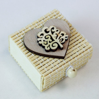 Scatolina per confetti in bambu bambù Cuore Albero della Vita in Legno