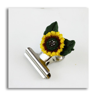Segnalibro Clip Pinza Fermacarte Portafoto con Girasole in resina Portafortuna