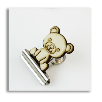 Segnalibro-Clip-Pinza-Fermacarte-Portafoto-con-Orso-Orsetto-in-legno-Nascita