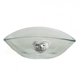 Svuotatasche Alzatina Centrotavola ventaglio in vetro con Cuore Laurea Cappello Pergamena Tesi