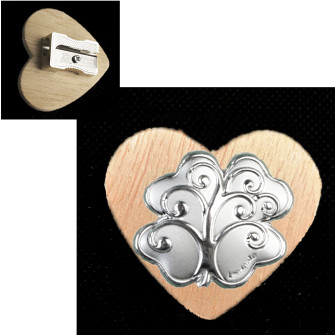 Temperamatite Cuore in legno Quadrifoglio Portafortuna Albero della Vita Segnaposto Temperino Confettata