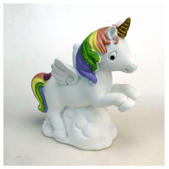 Unicorno Arcobaleno su Nuvola in Resina Segnaposto Confettata Nascita Battesimo Compleanno