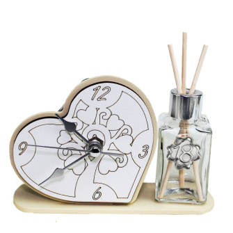 Profumatore Orologio Cuore in legno Albero della Vita per Compleanno Diciottesimo Comunione Diffusore Profumo