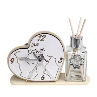 Profumatore Orologio Cuore con Mappamondo Mondo 25 venticinquesimo Anniversario Diffusore Profumo